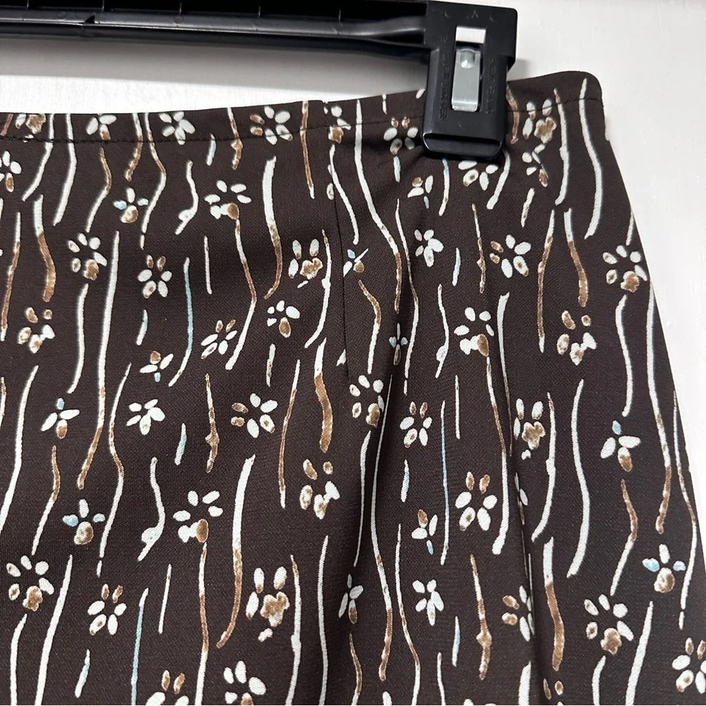 Vintage 90s Axcess Chocolate Brown Floral Midi Skirt Women’s Size Medium Boho - Picture 12 of 16